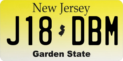 NJ license plate J18DBM