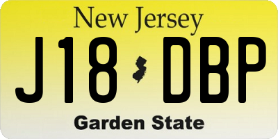 NJ license plate J18DBP