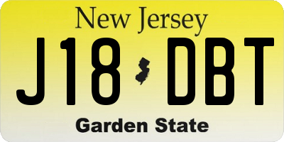 NJ license plate J18DBT
