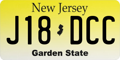 NJ license plate J18DCC