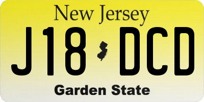 NJ license plate J18DCD