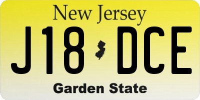 NJ license plate J18DCE