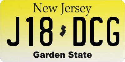 NJ license plate J18DCG
