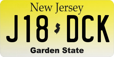 NJ license plate J18DCK