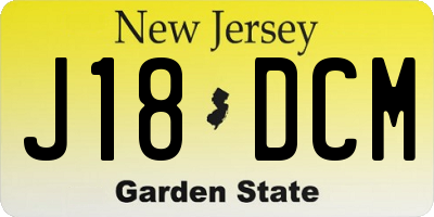 NJ license plate J18DCM