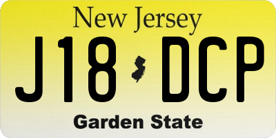 NJ license plate J18DCP