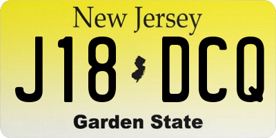 NJ license plate J18DCQ