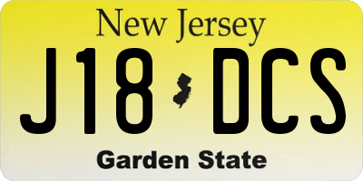 NJ license plate J18DCS