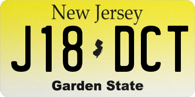 NJ license plate J18DCT