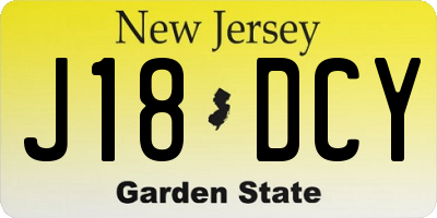 NJ license plate J18DCY