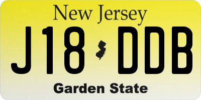NJ license plate J18DDB