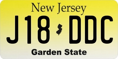 NJ license plate J18DDC
