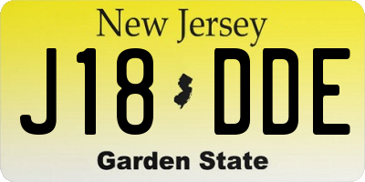 NJ license plate J18DDE