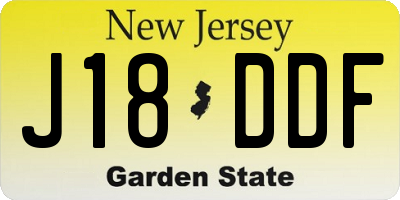 NJ license plate J18DDF