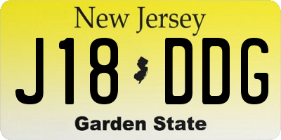 NJ license plate J18DDG