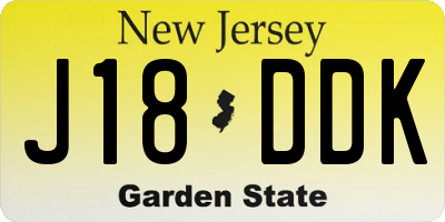 NJ license plate J18DDK