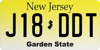 NJ license plate J18DDT
