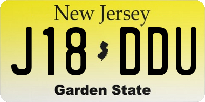 NJ license plate J18DDU