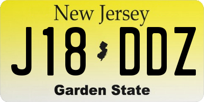 NJ license plate J18DDZ