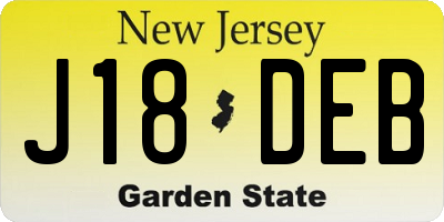 NJ license plate J18DEB