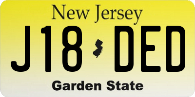NJ license plate J18DED
