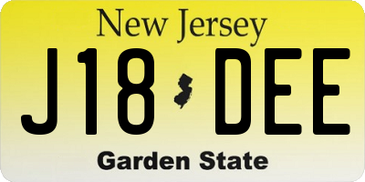 NJ license plate J18DEE