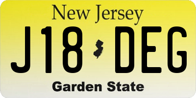 NJ license plate J18DEG