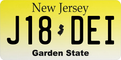 NJ license plate J18DEI