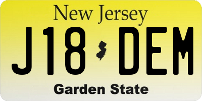 NJ license plate J18DEM