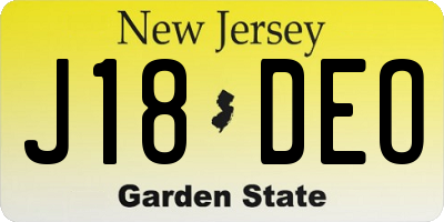 NJ license plate J18DEO