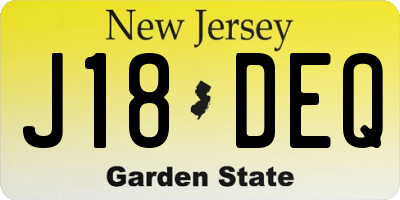NJ license plate J18DEQ