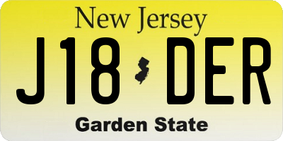 NJ license plate J18DER