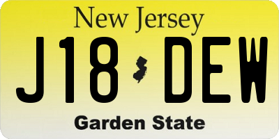 NJ license plate J18DEW