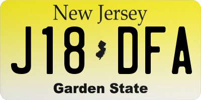 NJ license plate J18DFA