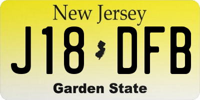 NJ license plate J18DFB