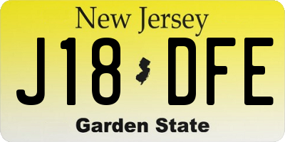 NJ license plate J18DFE