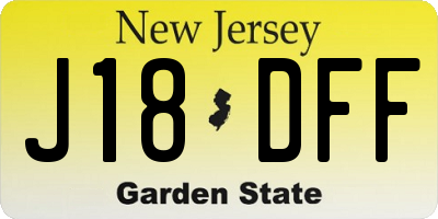 NJ license plate J18DFF