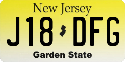 NJ license plate J18DFG