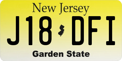 NJ license plate J18DFI