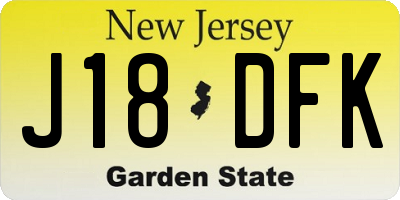 NJ license plate J18DFK