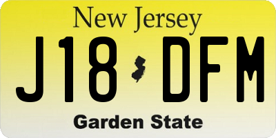 NJ license plate J18DFM