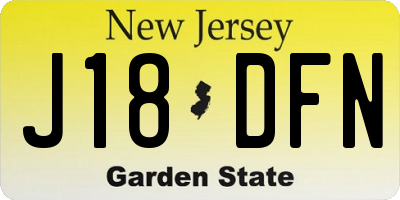 NJ license plate J18DFN