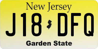 NJ license plate J18DFQ