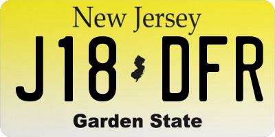 NJ license plate J18DFR