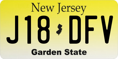 NJ license plate J18DFV