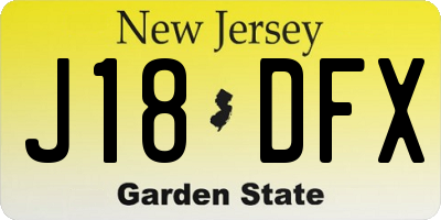 NJ license plate J18DFX