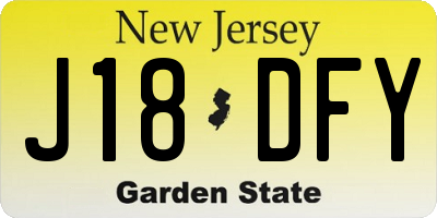 NJ license plate J18DFY