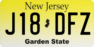 NJ license plate J18DFZ