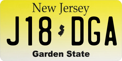 NJ license plate J18DGA