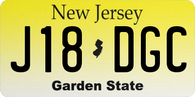 NJ license plate J18DGC